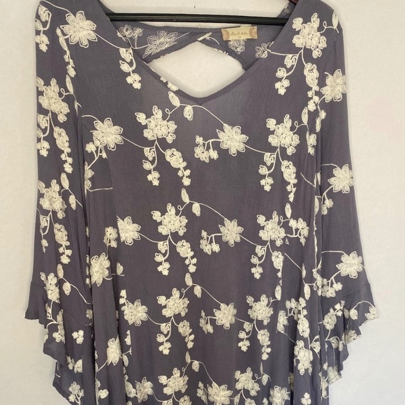 Altar’d State Lavender Lilac Embroidered White Floral Bohemian Mini Dress XS EUC - Picture 1 of 7